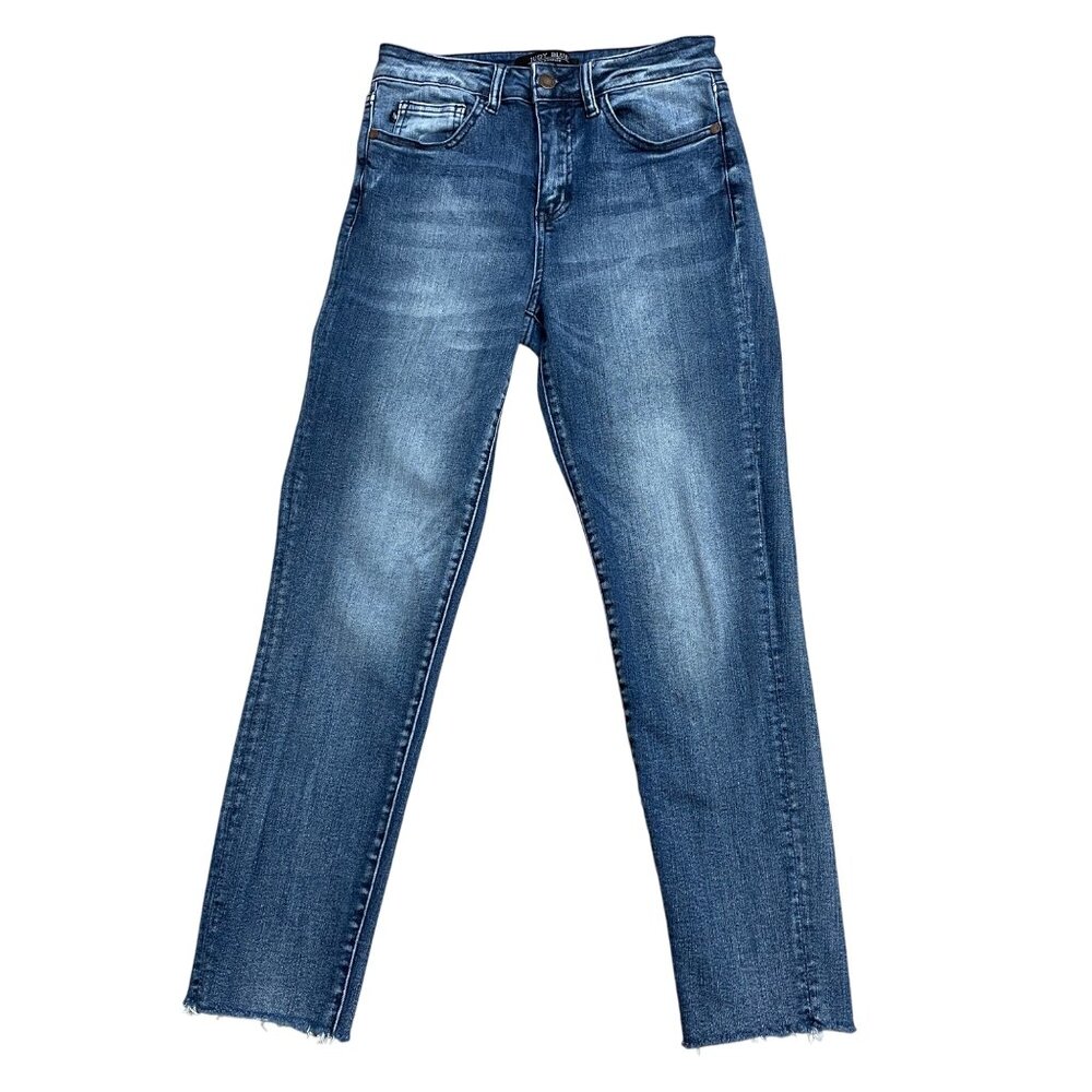 JUDY BLUE JEANS RELAXED FIT DISTRESSED SZ 3/26 JB88191 RAW HEM HIGH RISE CASUAL